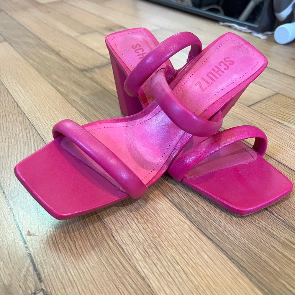 Schutz Fuchsia Heeled Sandals